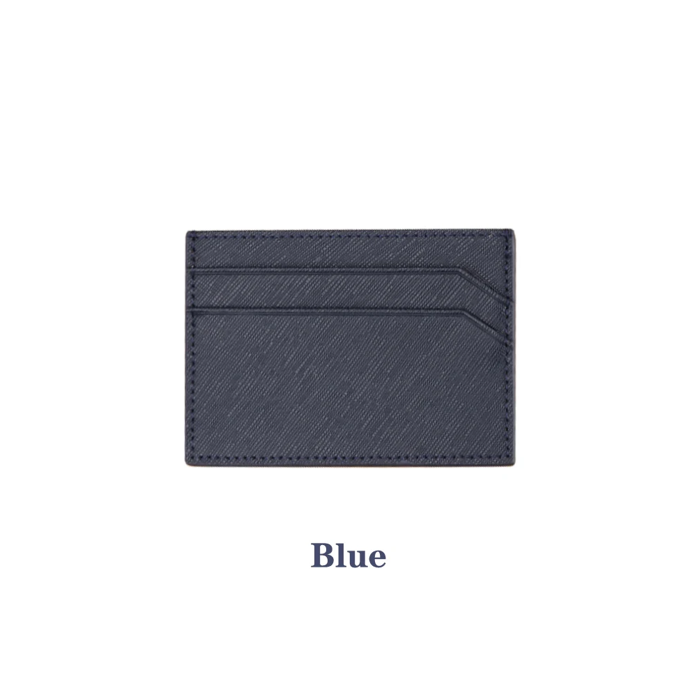 Genuine Leather Saffiano Business Card Holder 4 Card Positions 1 Cash Clip High-end Minimalist Design