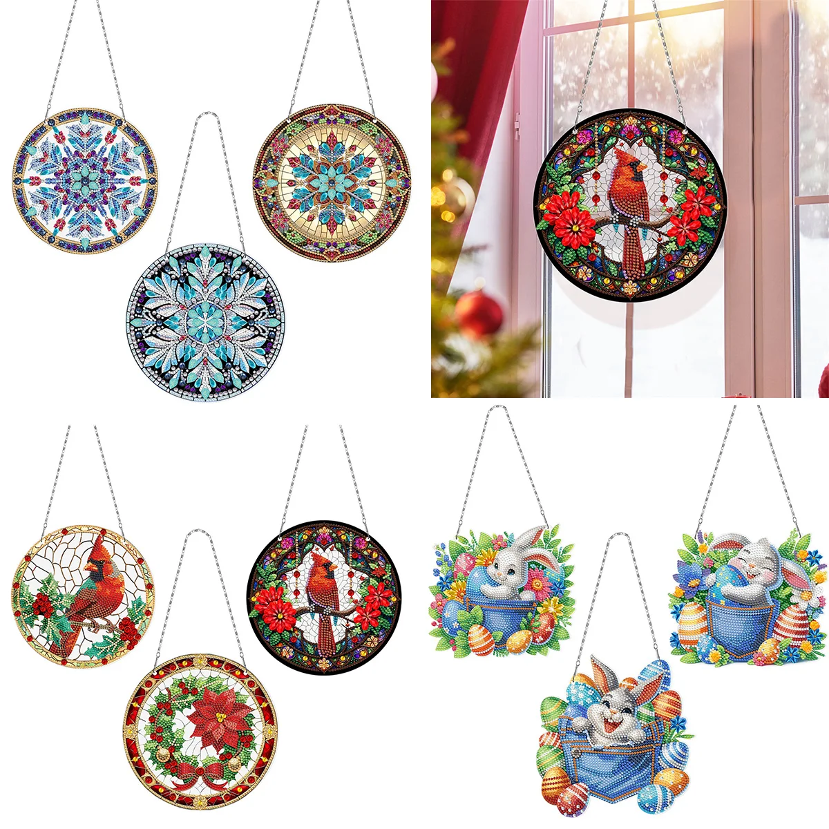 Mandala Flower, Diamond Painting, Cross Stitch, Sewn Circular Ring, Diy Rhinestone Mosaic Kit, Home Christmas Decoration Gift