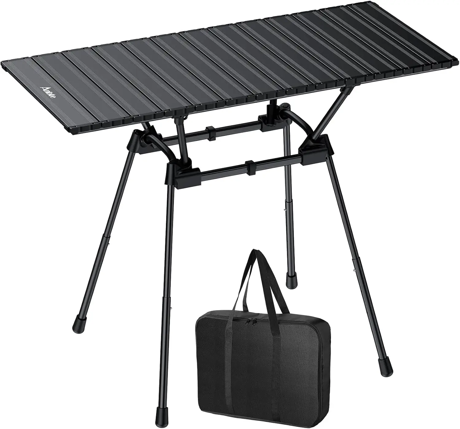 

3ft Folding Camping Table 4 Adjustable Heights Tall Aluminum Roll Up Camping Table with Carrying Bag Portable Waterproof for Pic