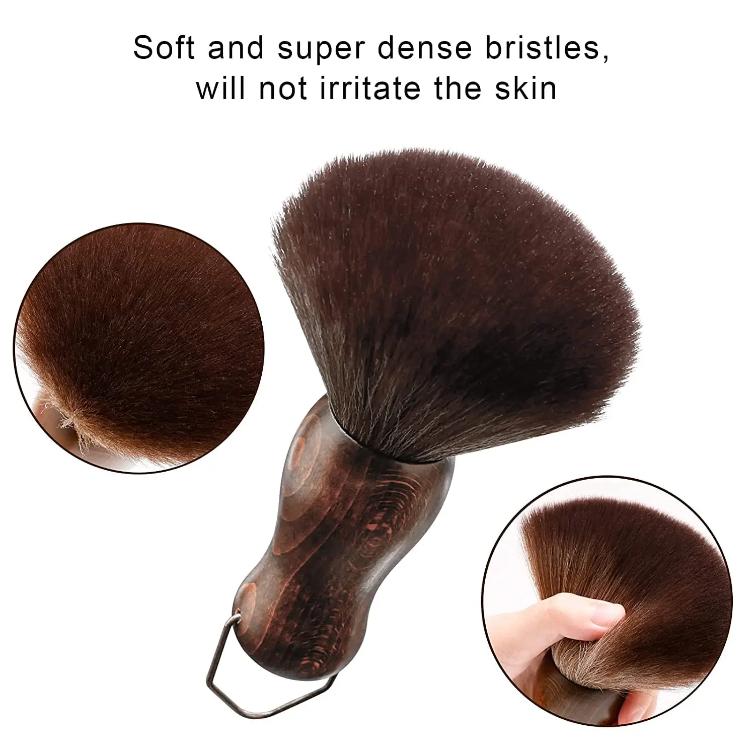 Wood Handle Neck Duster Brush, Professional Grooming Tool