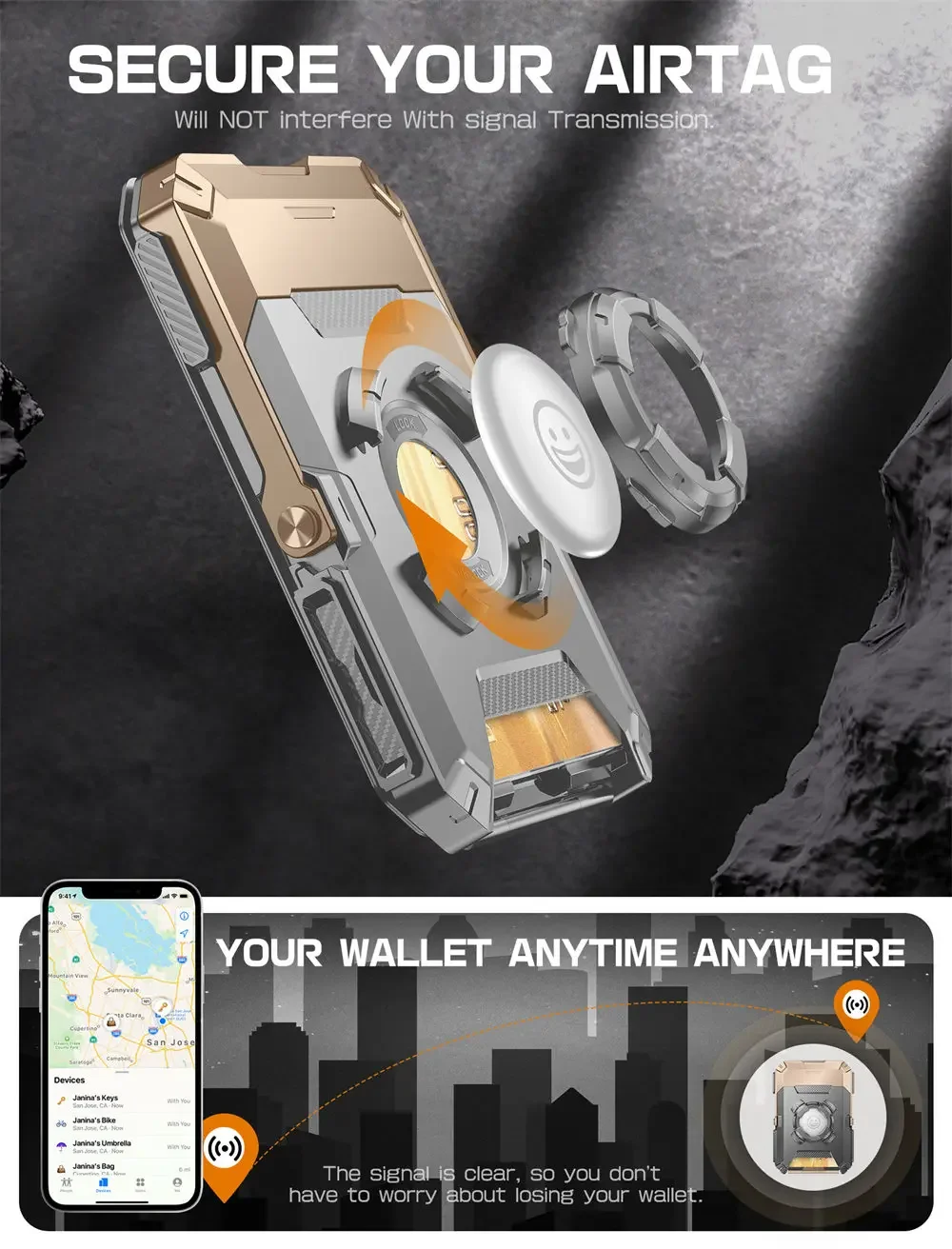 For MagSafe Wallet mit AirTag-Halter SUPCASE Magnetische Airtag-Geldbörse für Herren Telefonständer Kartenhalter Stativ für iPho – Detail 19