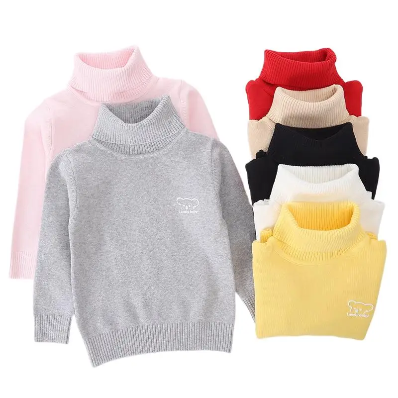 

Autumn Children Boy Knitted Sweater Cotton Solid Turtleneck Undershirt For Children Boys 1-12 Years Boys Teenage Pullover Jumper