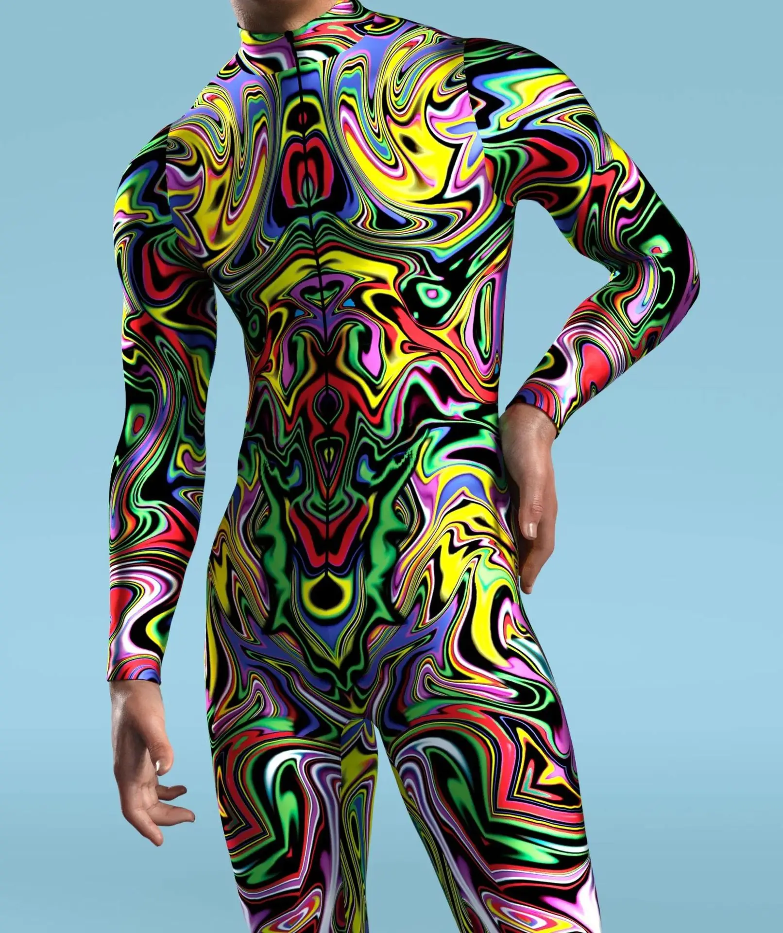 Halloween Herren Sexy Schlangenleder-Optik Cosplay Jumpsuit Tier-Bodysuit Festival Zentai-Anzug Themenparty Catsuits Rave-Outfits Neu – Detail 29