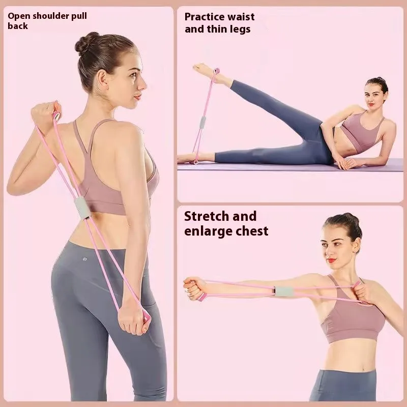 Stretch Yoga Improves Hunchback 8-figure Tension Rope Resistance Band Home Fitness Accessories Resistance Bands  Gym Equipment