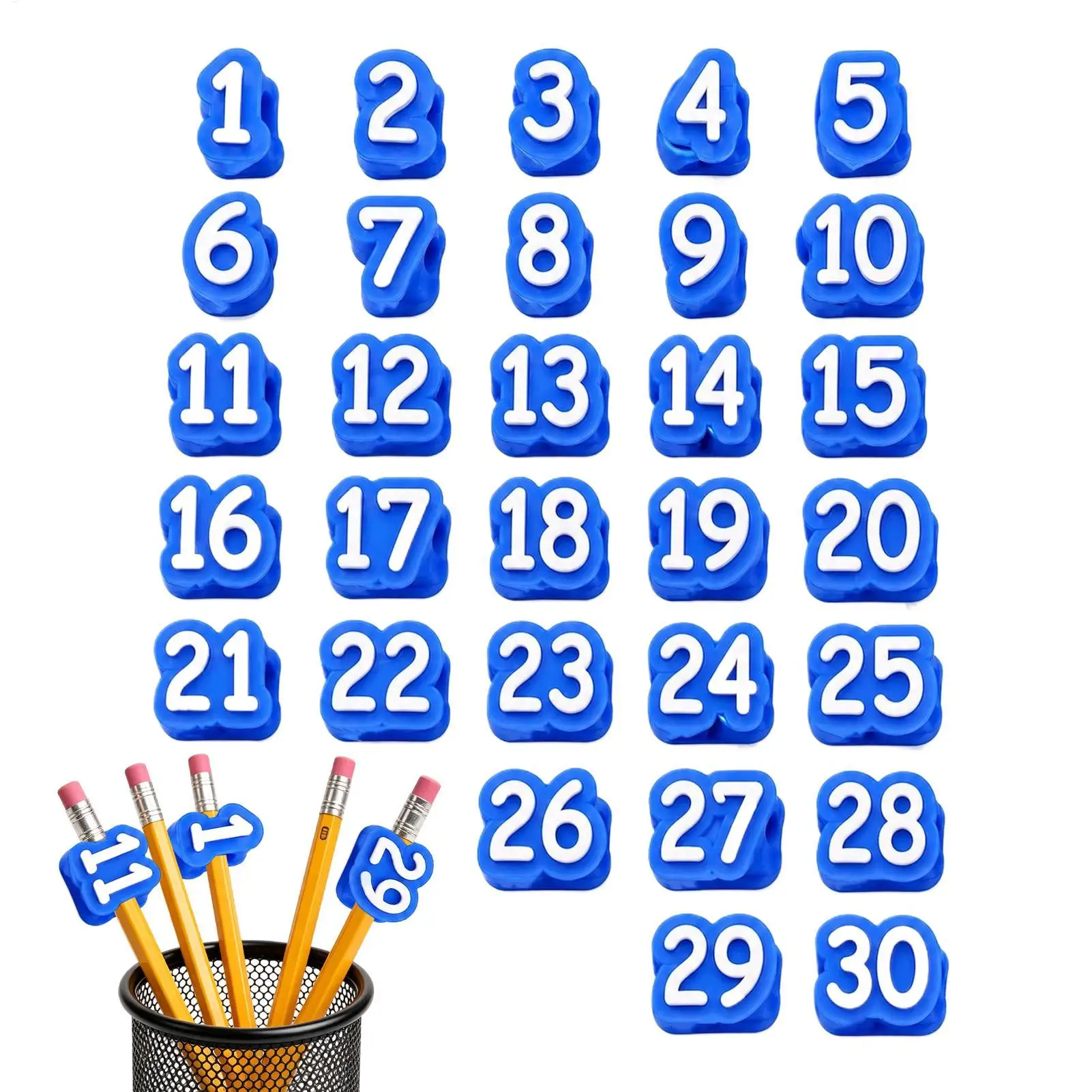 Pencil Toppers Reusable Labels Numbered Pencil Toppers for Teacher Student Writing Stationery Classroom Home School Rewards