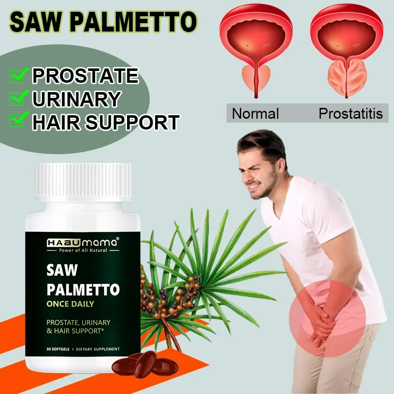 Saw Palmetto Capsules Prostate Health Reduce Baldness and Thinning Hair & Regulate Hormonal Sex Capsules in The Body