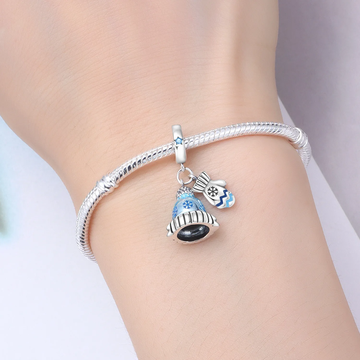 925 Sterling Silber Blaue Glocken-Charm-Perle mit Zirkon-Einlage Weihnachtsanhänger DIY Schmuck für Halskette Armband Party Weihnachtsgeschenk – Detail 23