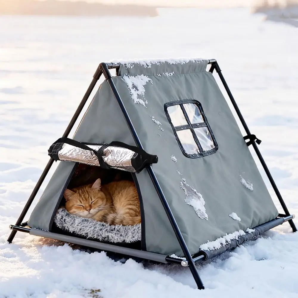 

Pet Cage Portable Outdoor Pet Tent Oxford Warm Cat Teepee Tent Waterproof Removable Dog Cave Hut Camping Use