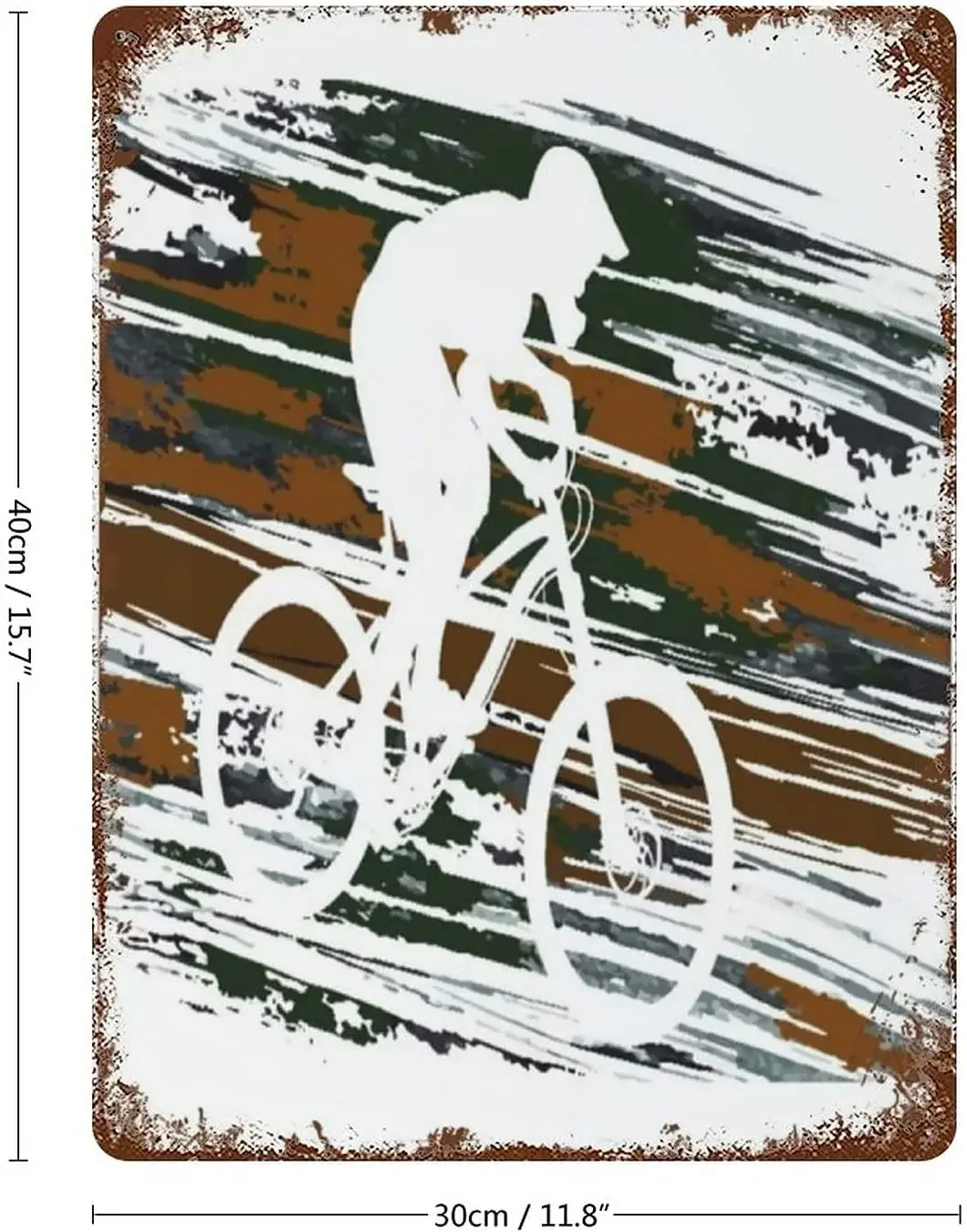 Cyclist Descending on A Mountain Bike Sports Recreation Race Action Active Activity,Tin Sign Wall Iron Painting Wall