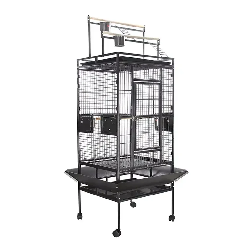 Large Parrot Cage with Game Top Feeding Tray Hidden Lock for Breeding and Resting