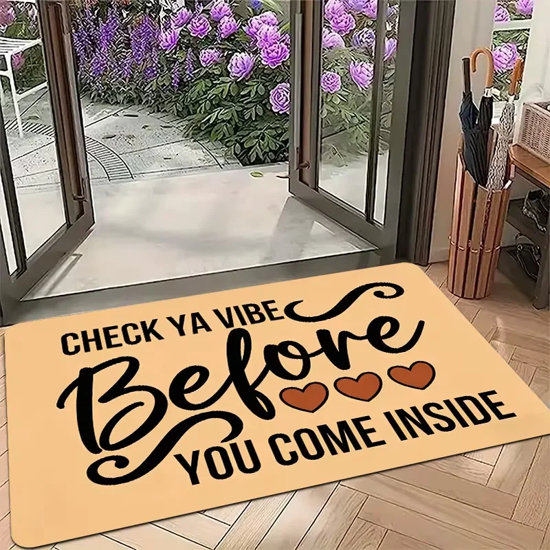 Check Ya Vibe Before You Come Inside Cute Heart Letter Doormat Anti Slip Floor Mat Funny Positive Quote Front Door Mat