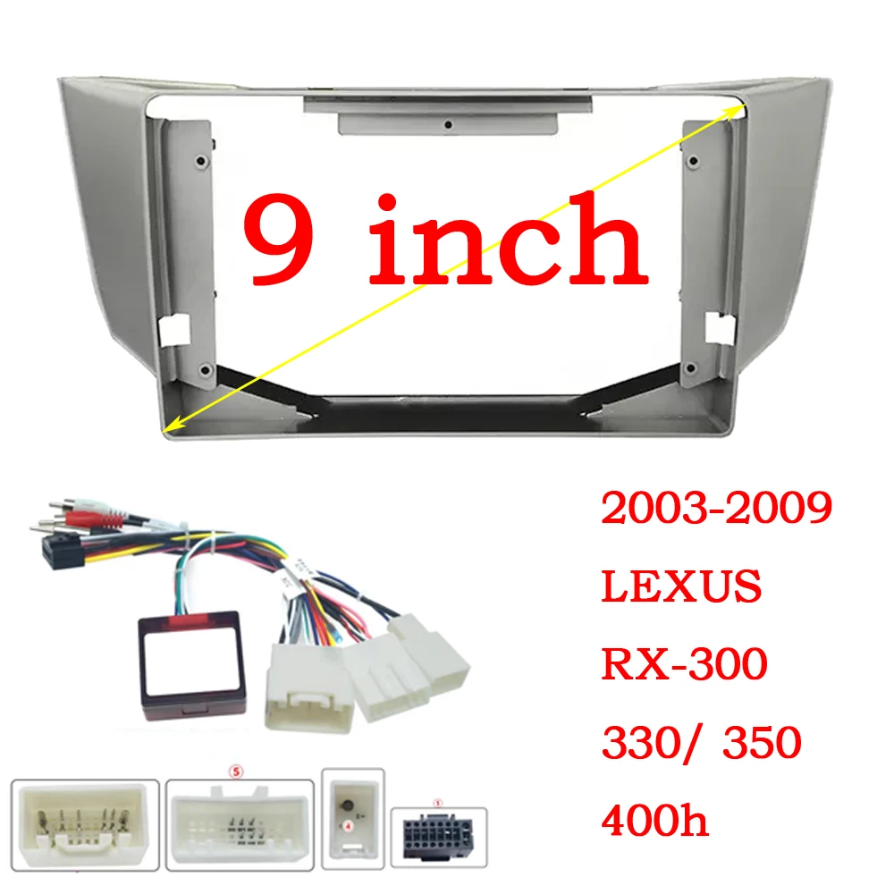 

9 Inch 2 Din Car Video Fascia for Lexus RX RX300 RX330 RX350 RX400 RX450 Harrier 2003-2009 Player Audio Frame Dashboard