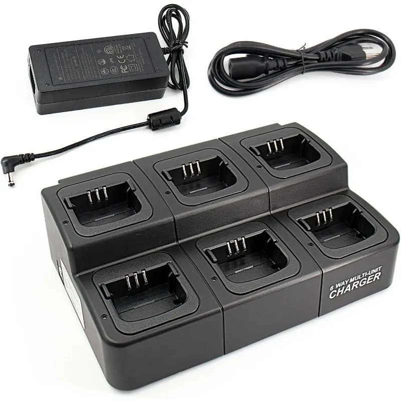 CP-200D Radio 6-Unit Multi-Charger for Moto R2 CP200 CP040 CP140 EP450 DEP450 GP3688 Radios NNTN4851 Batteries Charger PMLN6588A