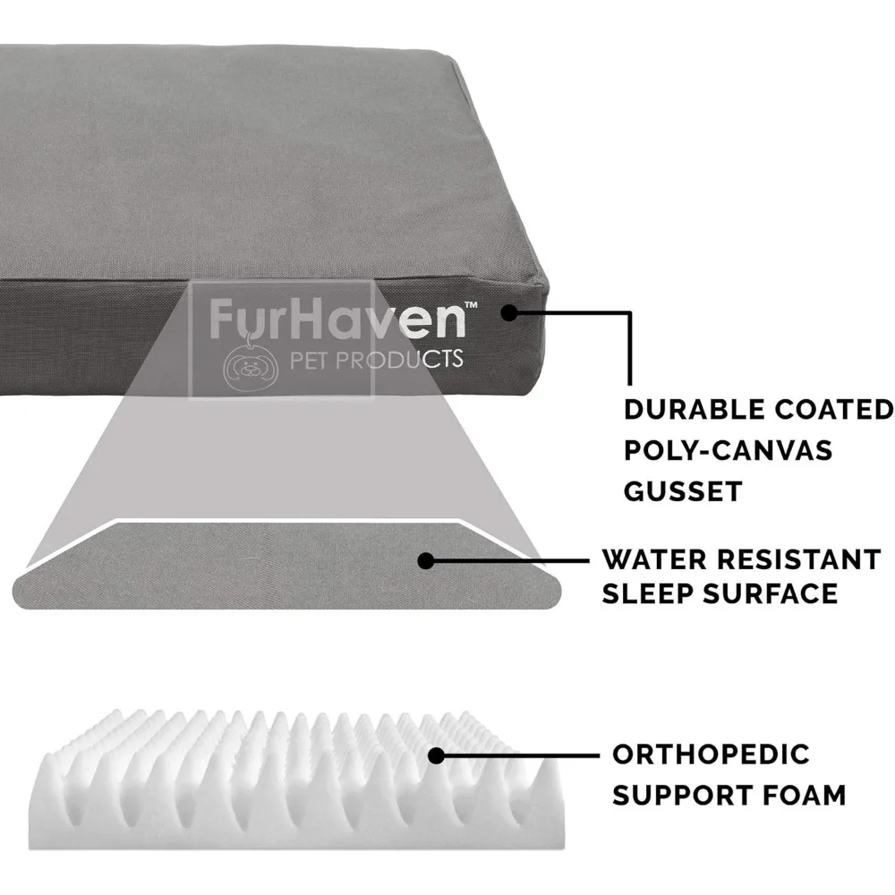 เตียงสุนัขแบบออร์โธปิดิกส์สำหรับสุนัขพันธุ์ใหญ่ พร้อมปลอกหุ้มที่ถอดออกได้และซักล้างได้ เหมาะสำหรับสุนัขน้ำหนักไม่เกิน 95 ปอนด์ ใช้ได้ทั้งในบ้านและนอกบ้าน ขนาดใหญ่