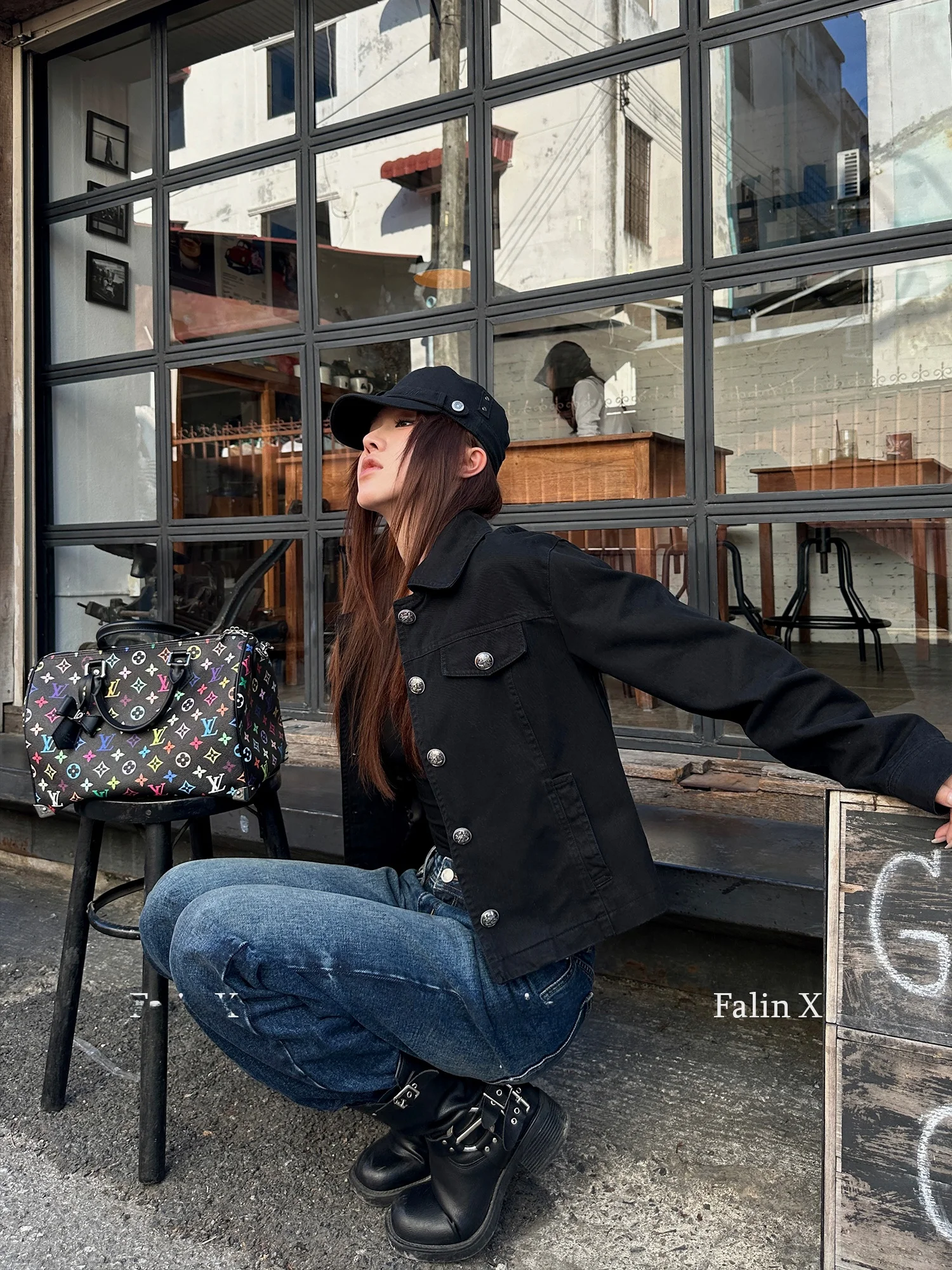 

Женская джинсовая куртка Falin X: повседневная, приталенная, тонкая, хлопковая, для работы, весна-осень, с воротником-стойкой, на молнии