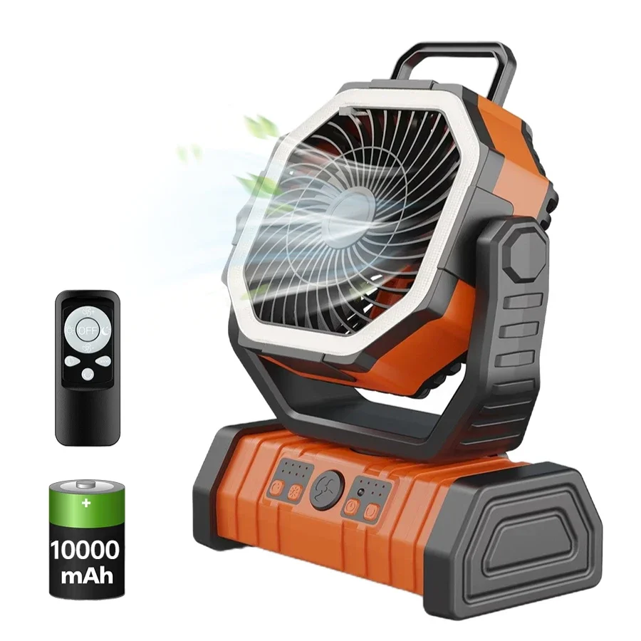 USB recarregável Camping Fan, circuladores de ar portáteis, ventiladores sem fio, 270 ° rotação da cabeça, ventilador com gancho, 20000mAh, 10000mAh