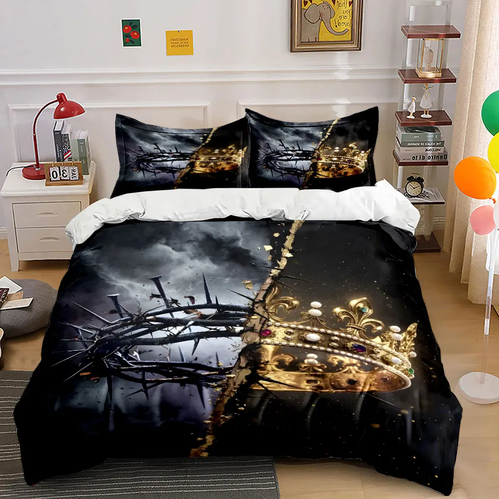 Contrast of Thorns and Crown Printed Duvet Cover Set 1 Duvet Cover+2 Pillowcase Multi Size Bedroom Bedding Decoration