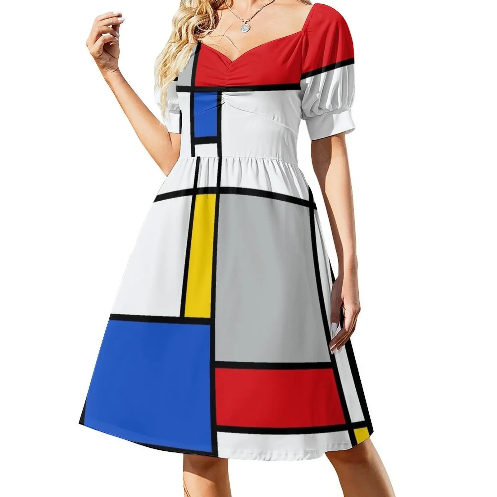 

Mondrian Style Color Composition Sleeveless Dress sensual sexy dress for women elegant women's dresses for wedding Dress