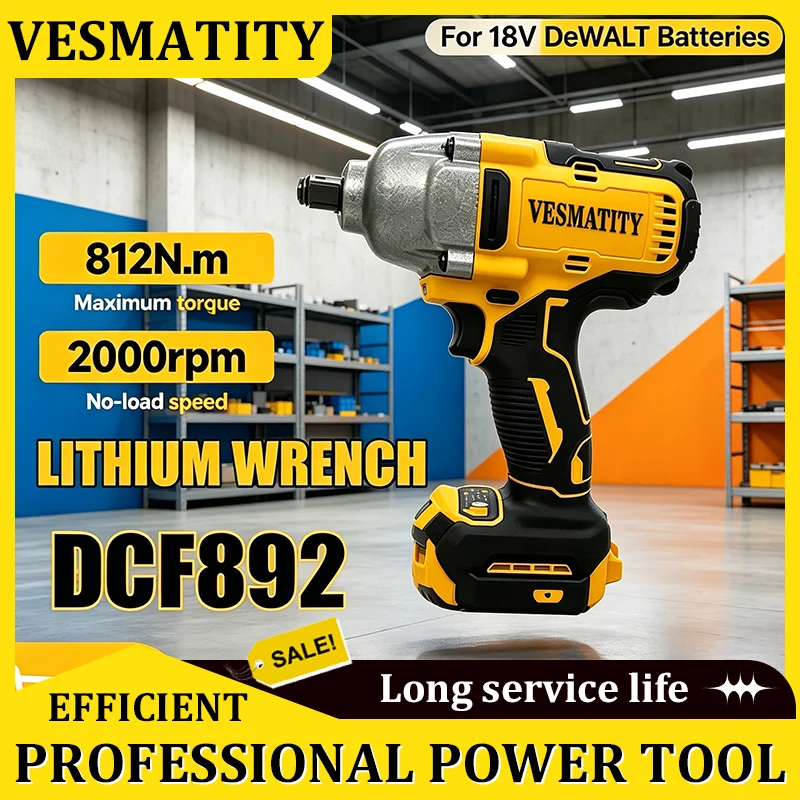 brushless-high-torque-812nm-dcf892-20v-cordless-impact-wrench-powerful-portable-electric-wrench-tool