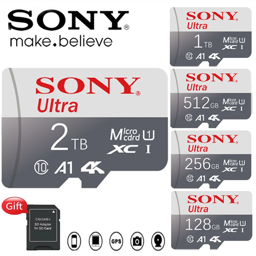 سوني الأصلي مايكرو SD بطاقة 2 تيرا بايت بطاقة سعة كبيرة بطاقة الذاكرة 1 تيرا بايت 512 جيجابايت 256 جيجابايت 128 جيجابايت U3 4K فلاش للهاتف كاميرا الكمبيوتر اللوحي #6