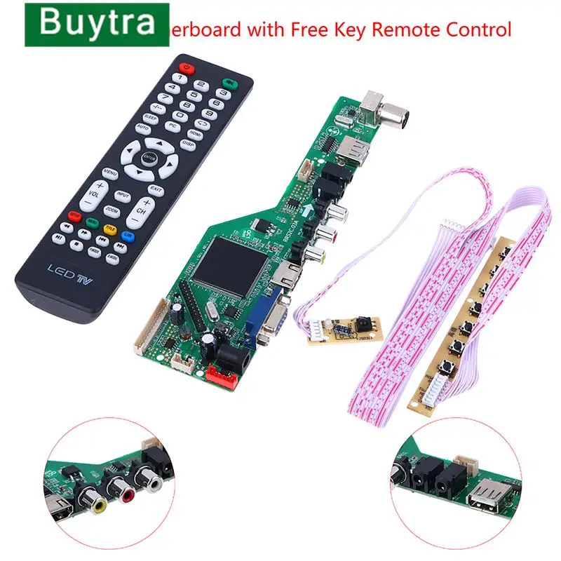 Hot sale 1Set LCD TV Motherboard Drive Board RR52C.03A Supports DVB-T DVB-T2 with Free Key Remote Control