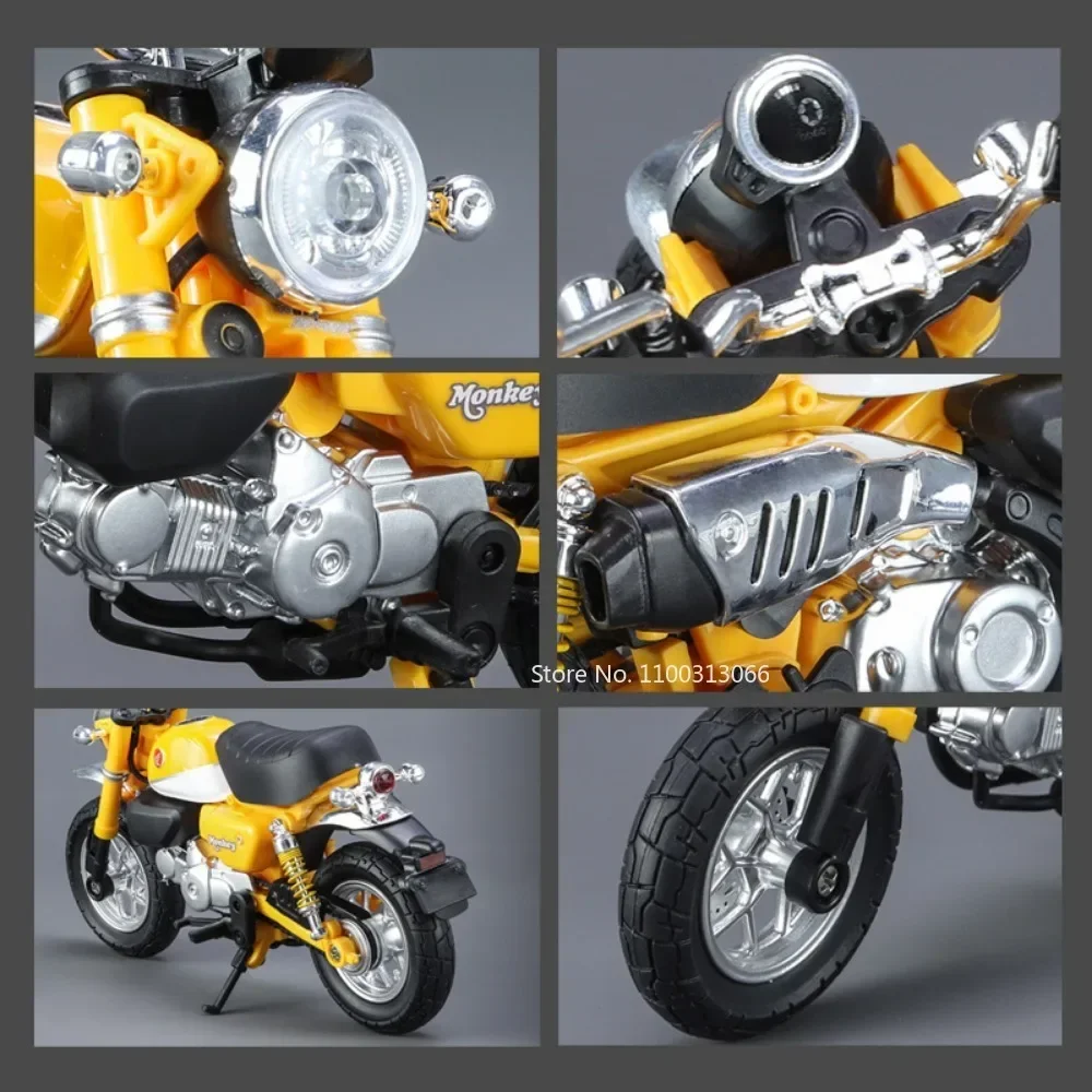 1:12 Scale Alloy Honda Monkey รถจักรยานยนต์ Miniature ของเล่นโลหะ Diecast Shock Absorption ยางยางมอเตอร์สําหรับของขวัญเด็ก