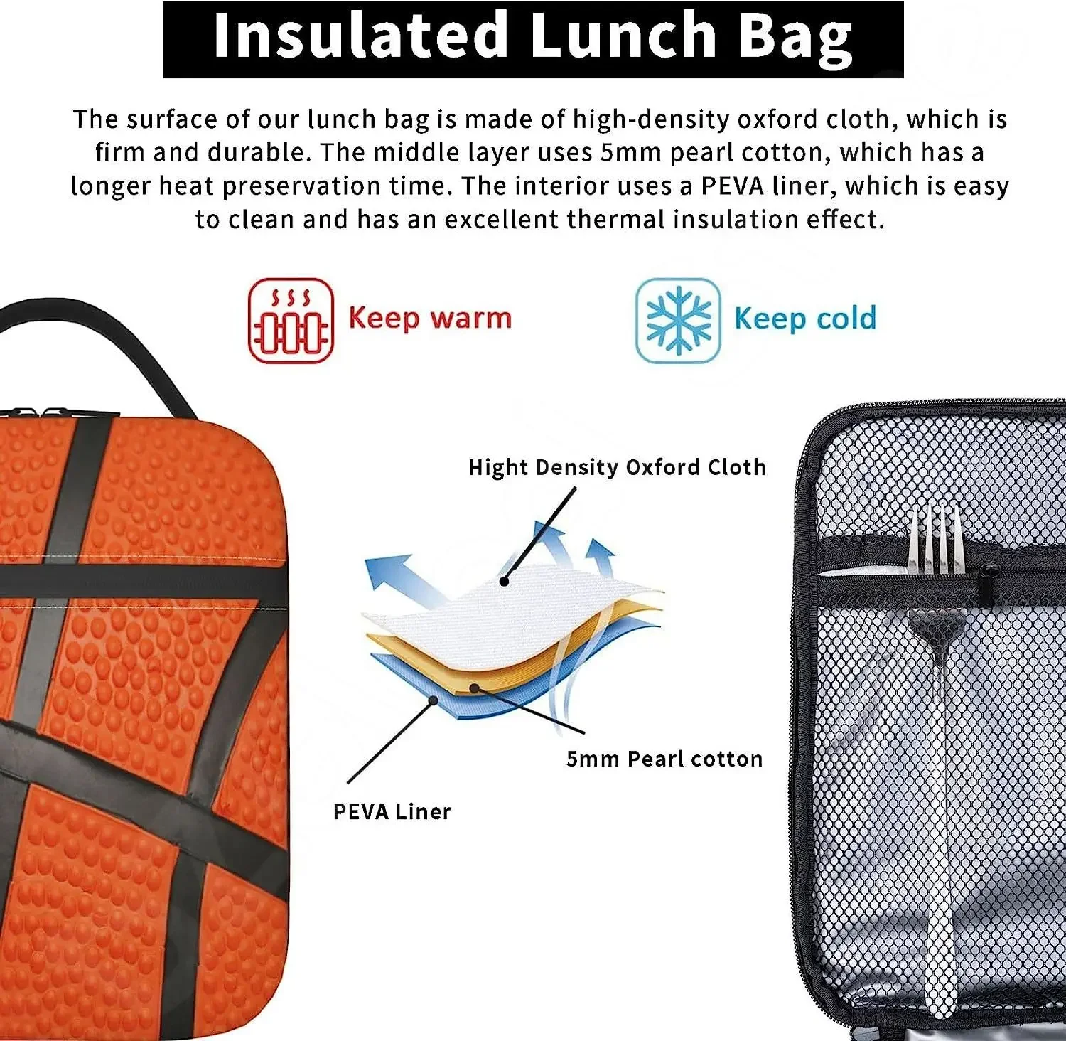 Sport Ball Basketball Lunch Box Portable Insulated Lunch Bag Mini Cooler Back To School Thermal Meal Tote Kit for Girls Boys