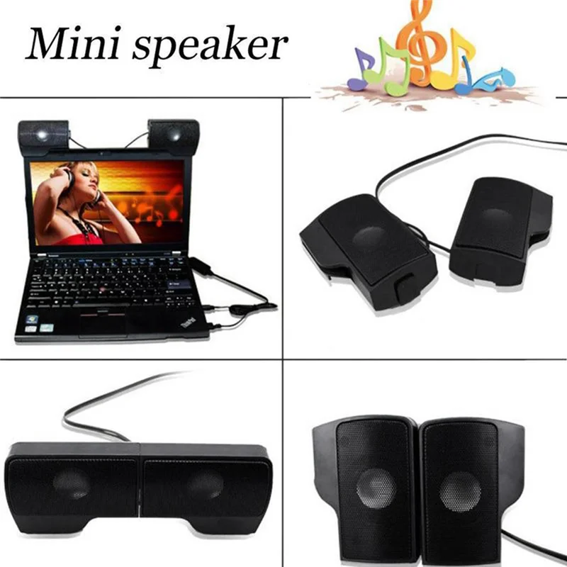 BISMZ Mini Portable USB Stereo Speakers Line Controller Soundbar for Laptop Mp3 Phone Music Player PC with Clip