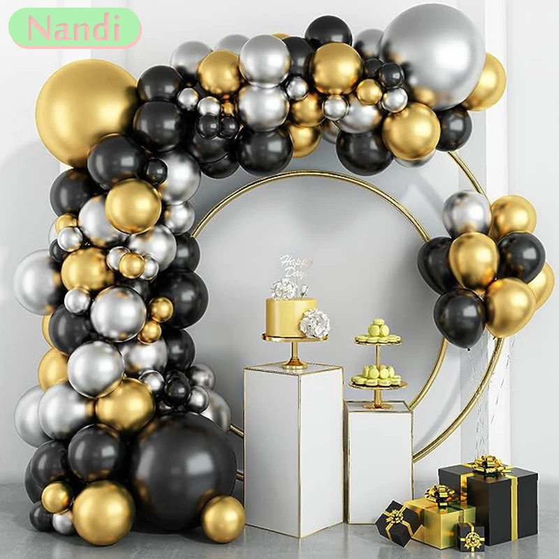 Black Gold Balloon Garland Arch Kit Confetti Latex Balloons Happy Graduation Birthday Balloon Decorations Baby Shower Gifts