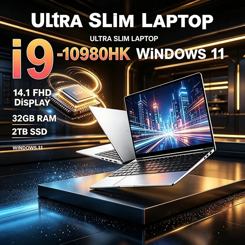 High Definition 14.1 Inch Laptop 120Hz IPS Screen Intel I9-10980HK Chip 32GB RAM 2TB SSD Backlit Keyboard Long Battery Life