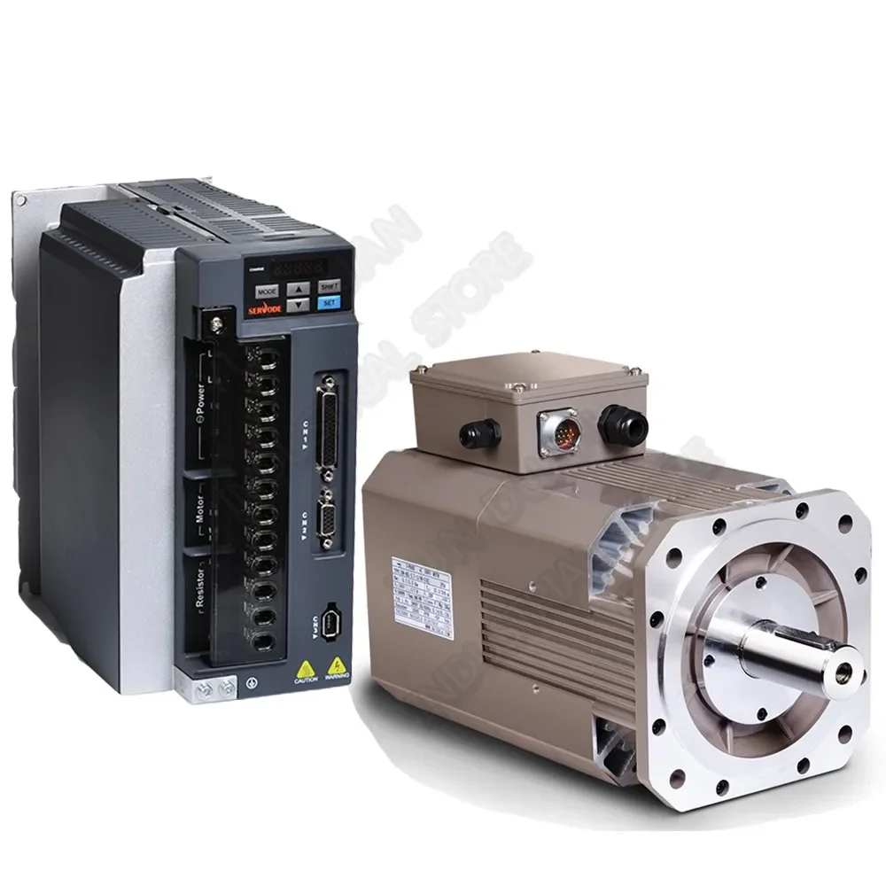 

High Speed 8000rpm 11kw 70Nm 10000Oz-in AC Servo Spindle Motor Drive Kits 198mm 3PH 380V Constant Power CNC Lathe Milling