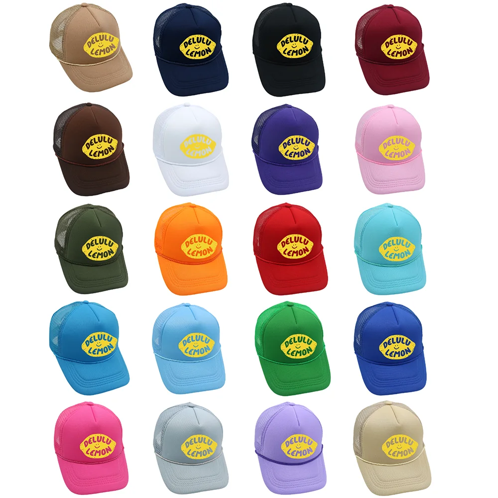 Delulu Lemon Trucker Hat Woman Cute Printing Baseball Cap Pool Party Beach Mesh Hat Casual Sponge Hat