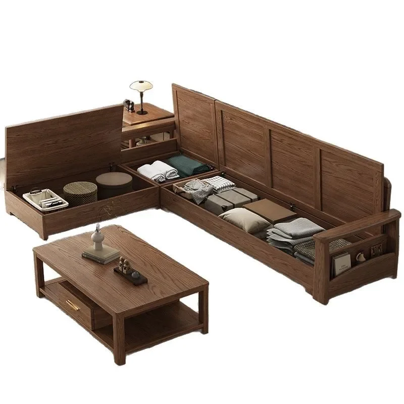 أريكة خشبية صلبة حديثة وبسيطة، وغرفة معيشة صغيرة، وتخزين الشتاء والصيف، والأميرة الزاوية #1