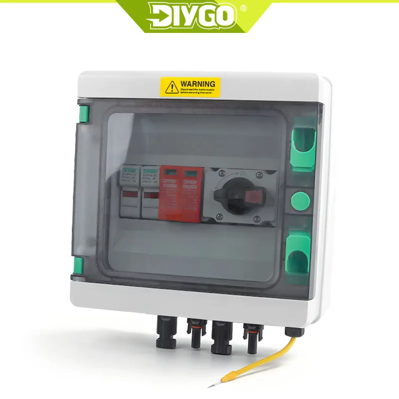 DIY GO DC 1000V 1 In 1 Out Solar Photovoltaic PV Combiner Box With Surge Lightning Protection Fuse MCB SPD Waterproof Box IP65