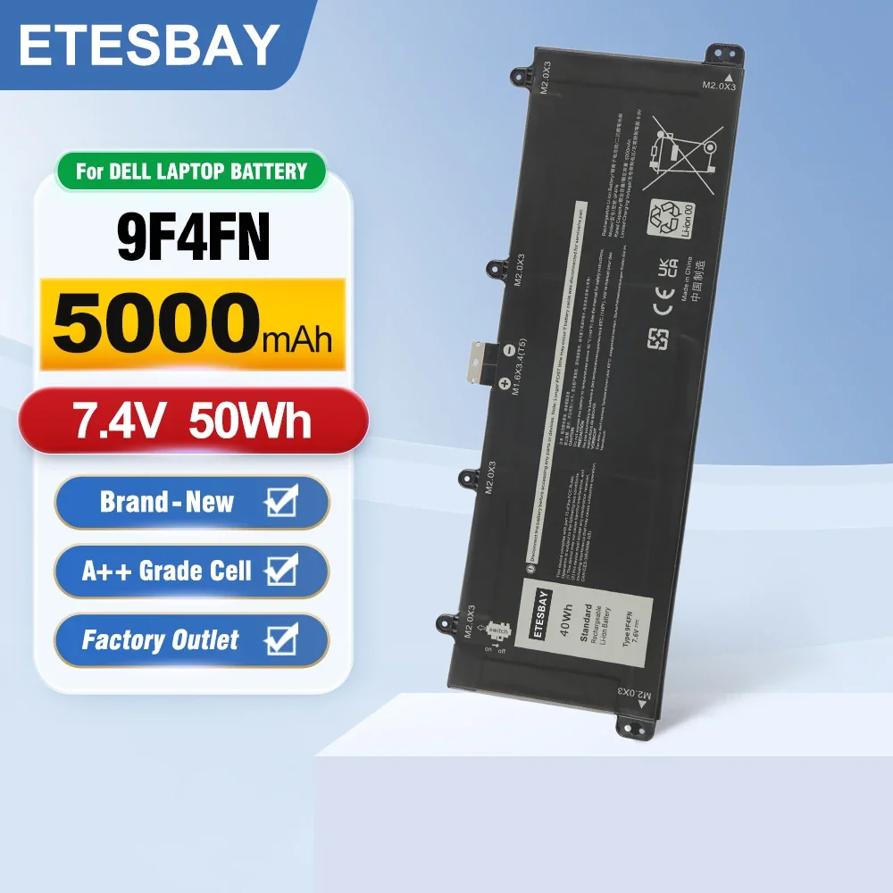 ETESBAY 9F4FN Laptop Battery For Dell Latitude 7320 Detachable/Inspiron 14 3420 Series 2VKW9 2ICP4/79/112 7.6V 5000mAh