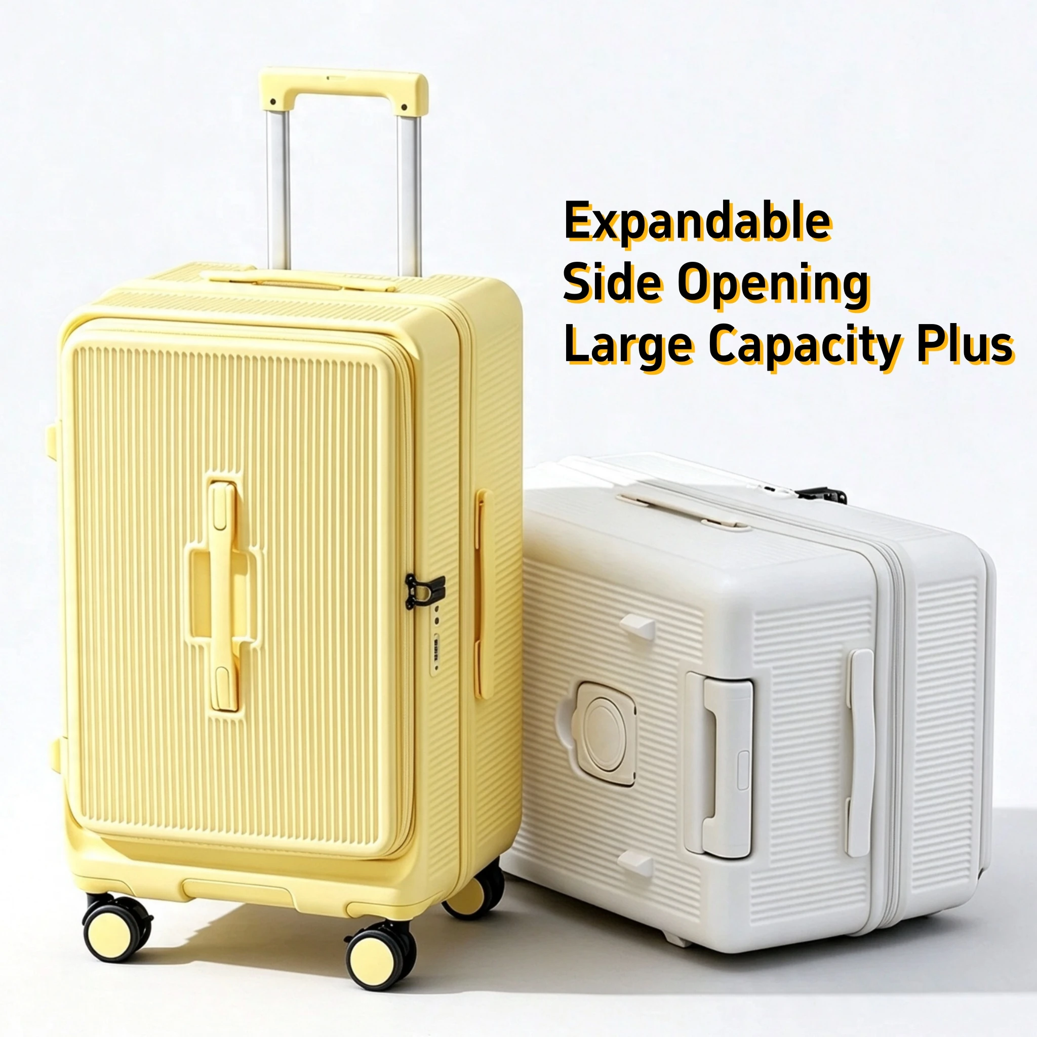 Large Capacity Plus Deep Warehouse Expandable Suitcase Side Opening Double Layer Explosion-proof Zipper TSA Lock Rolling Luggage