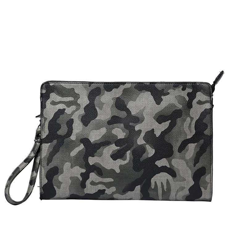 Bolso de mano de cuero impermeable para hombre, cartera pequeña de negocios de camuflaje, informal, de viaje, de alta calidad, a la moda, nuevo