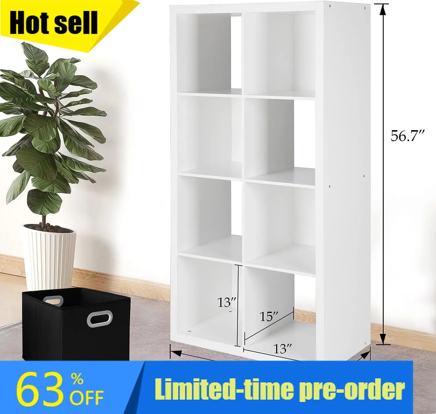 

Полка для хранения на 8 кубов с утолщенным внешним краем, подходит для 13-дюймовых складных контейнеров, органайзер-стеллаж с задней панелью