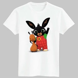 T-shirt à manches courtes pour garçons et filles, vêtements pour enfants, t-shirt avec image de lapin, T-shirts Kawaii