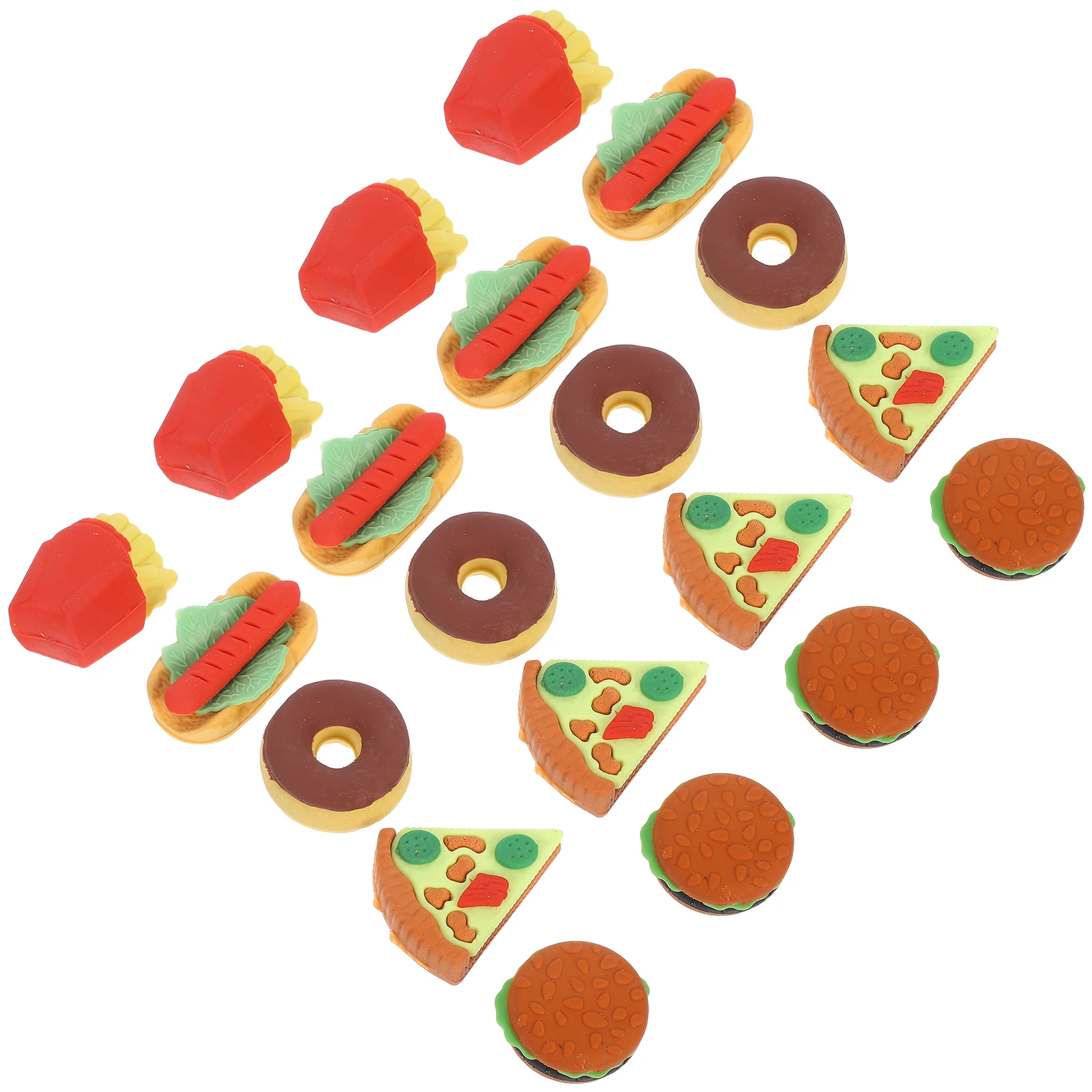 

50pcs Mini Food For Cute Hamburger Hot Dog French Fries Smooth Tpr Material Classroom Party Favors School Supplies Pencil