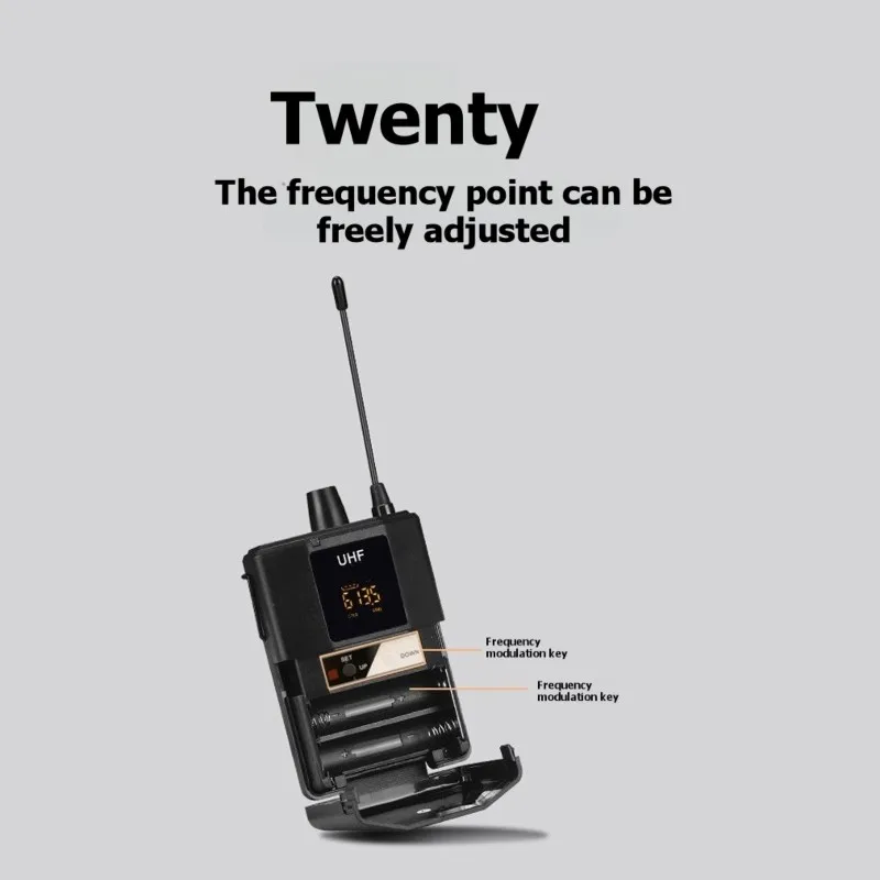 microfono-wireless-a-cuffia-aa60-frequency-con-trasmettitore-a-clip-per-il-corpo-inclusi-un-ricevitore-e-un-display-digitale-a-led