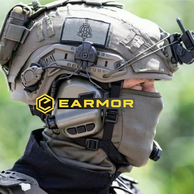 Imagem -06 - Earmor M32h Mod3 Militar Tático Headconjunto Arc Rail Adapter Conjunto Cancelamento de Ruído Comunicação Aviação Softair Auscultadores