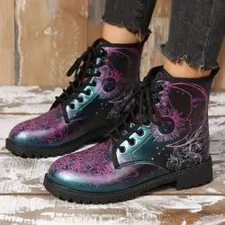 Large Size Women's Printed Multi-color Fashionable Boots Daily Casual Personalized Retro Boots