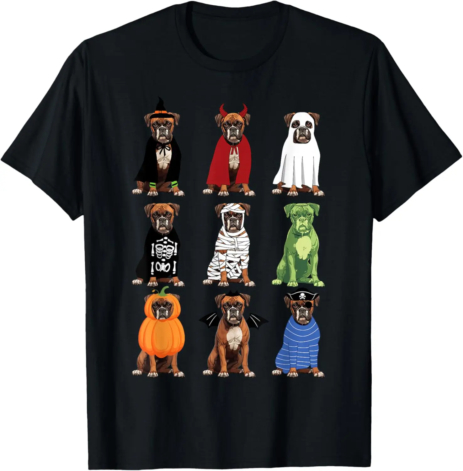 Boxers Dog Halloween Funny Boxers Dog Costume Ghost Monster T-Shirt