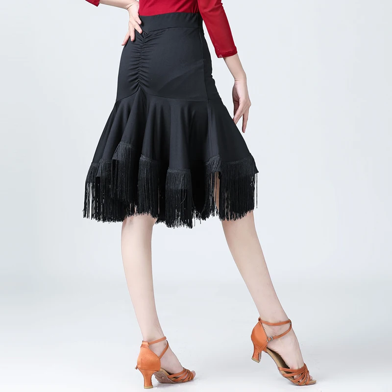 Summer Latin Dance Skirt New Adult Female Rumba/Salsa/Tango Samba Competition Constume Half-Length Sexy Tassel Skirt