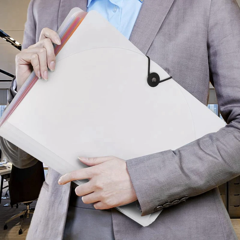 File Folders Portable Expanding 12-Pocket File Folder A4 Accordion File Document Organizer For Home Office School