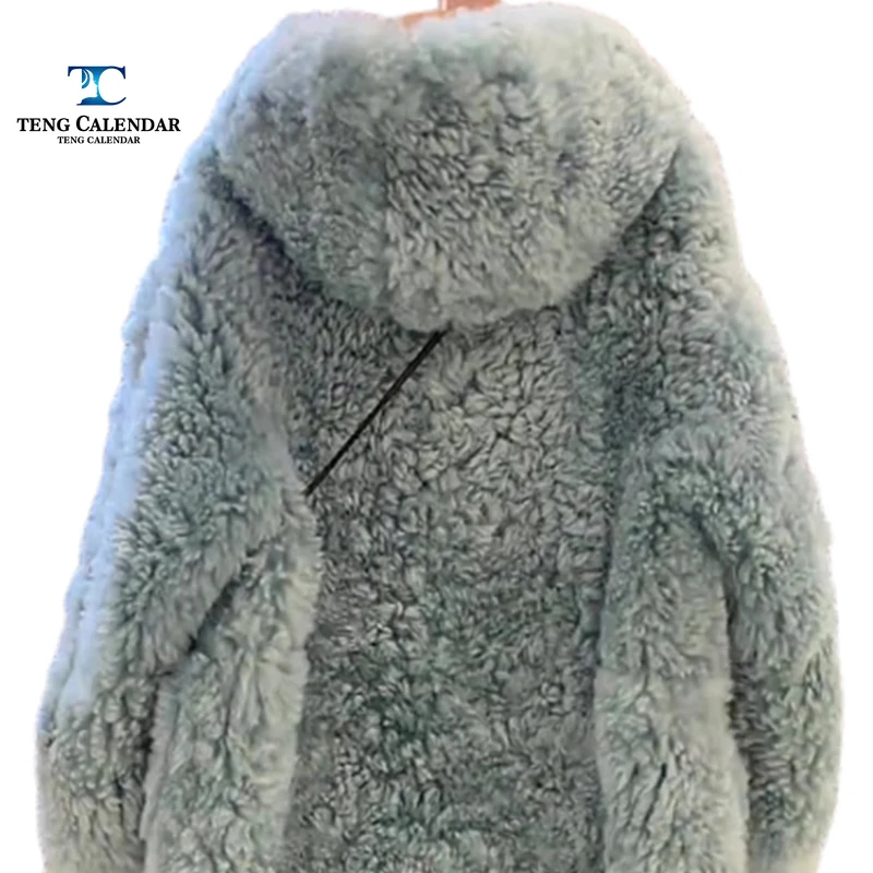 فرو مقلد، معطف فرو متعدد الاستخدامات على طراز هيبورن متوسط الطول بغطاء للرأس من القطيفة على شكل قرن، شتاء نسائي 2025 #3