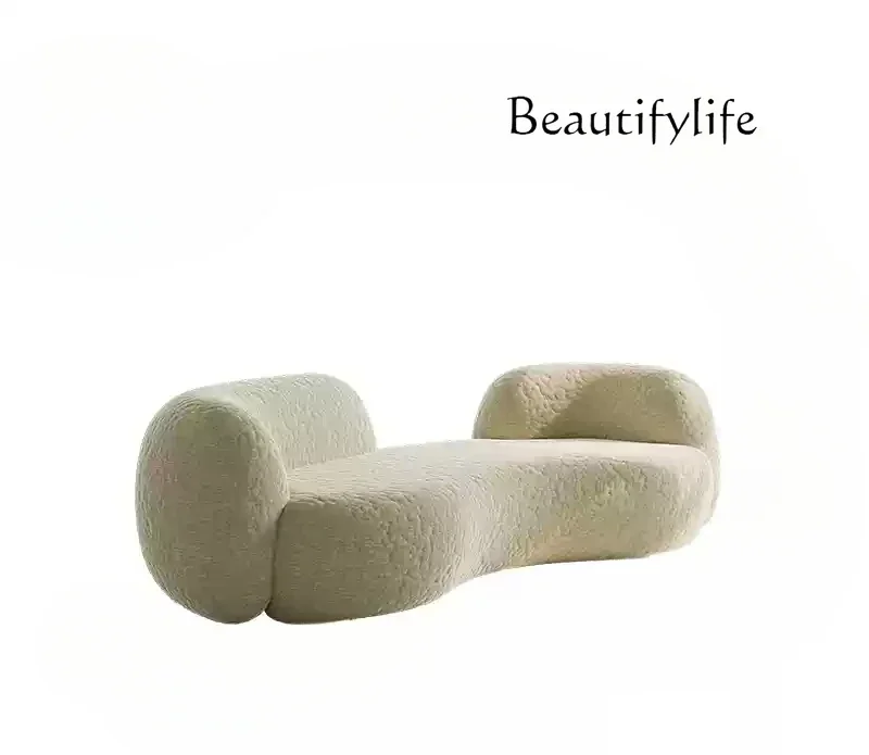 Cream wind curved sofa living room small apartment designer special-shaped beauty salon clothing store fabric sofa