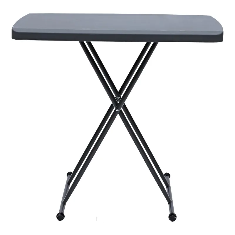 IndestrucTable Classic Personal Folding Table, Heavy Duty Utility Table, Adjustable Height, Charcoal, 19.5” L x 30” W x 28