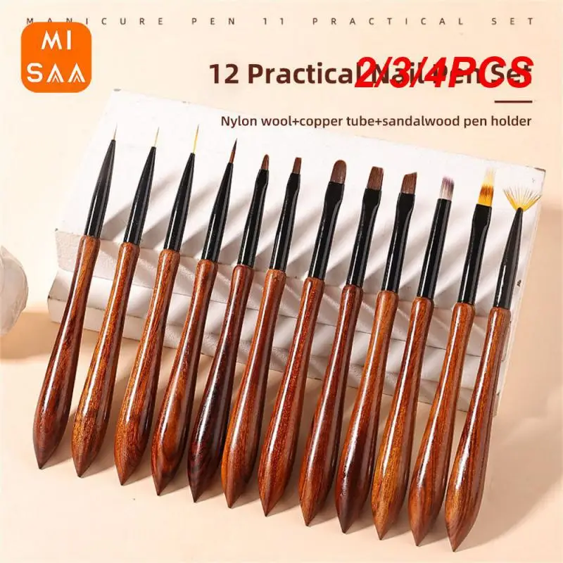 2/3/4PCS Nail Tool Soft Smooth Multifunction Wooden Handle Nail Art Nail Art Pen Comfortable Beauty Flower Line Drawing Pen